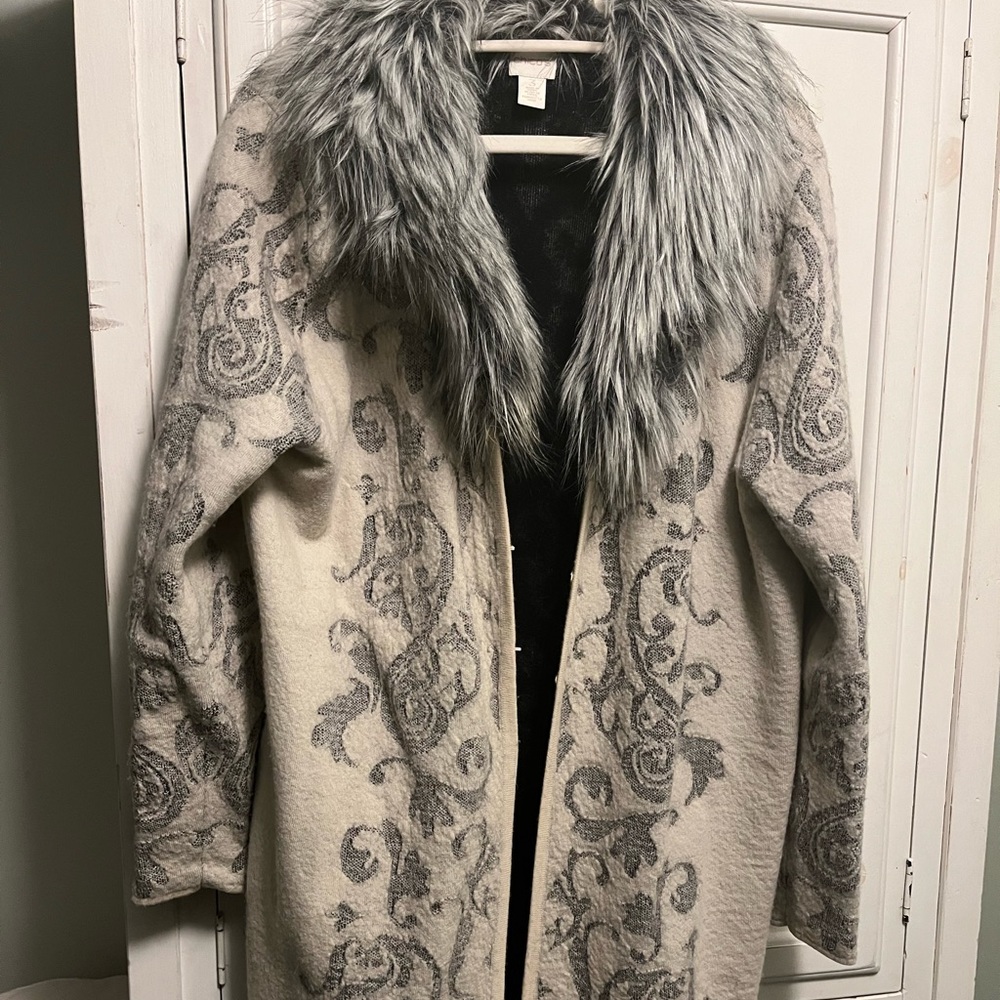 Beautiful, gently worn Chico’s faux fur trim jacket SZ 3 or XL Non-smoker